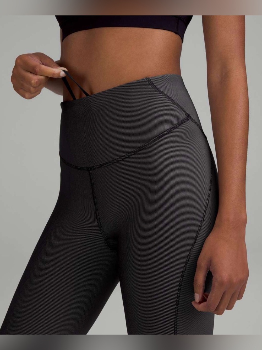 Lululemon Base Pace High-Rise Tight 25" Two-Tone Ribbed Black Gull Grey 10 NWOT